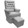 Poltrona de Amamentação Luxo com Puff e Balanço em Suede Nicoly - Vlgl Estofados - Cinza - 1