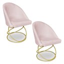 Ver imagem 1 de Kit 02 Cadeiras Poltrona de Jantar Bela Suede Base Metálica Luxo Dourado - Pallazio