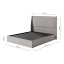 Ver imagem 3 de Cama Estofada de Casal com Cabeceira Ayla - Linho Texturizado Cinza