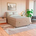 Ver imagem 3 de Cama Box Baú Casal Bege + Colchão Paris Molas Ensacadas Bege Bege/bege