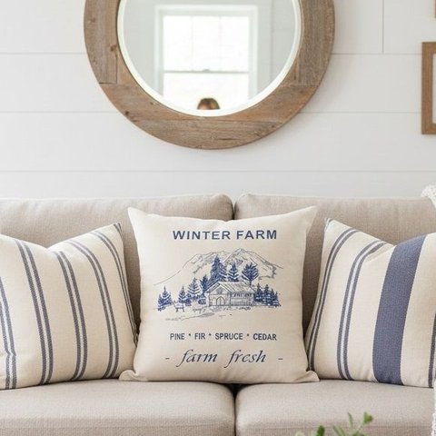 Almofada Decorativa Farm Estampada 40x40cm Winter Azul
