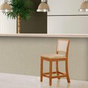 Ver imagem 2 de Kit 2 Banquetas Alta Luxos em Tela Sextavadas Assento Estofado Linho Bege Rubi Madeira Maciça Mel