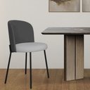 Ver imagem 4 de Cadeira Decorativa Sala Jantar Elegance Base Preta Linho Cinza Escuro/cinza Claro Montanaris Decor