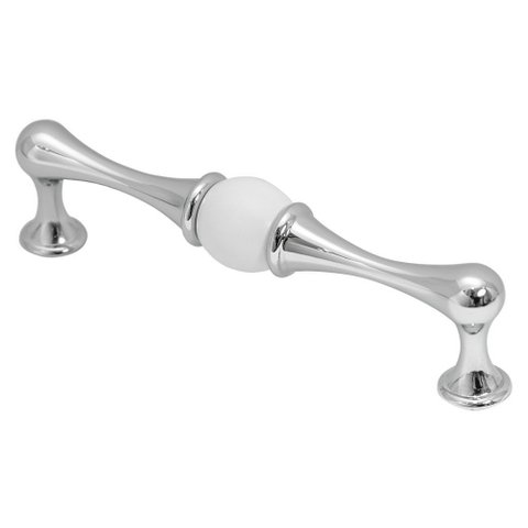 Puxador Bill Cromado Branco Liso Conjunto Linha Tradition Torralba 3490 - 96 Mm
