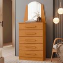 Ver imagem 1 de Cômoda Ravena 5 Gavetas MDF Puxador Metálico Cinamomo com Espelho Albatroz Móveis