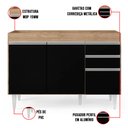 Ver imagem 5 de Balcão de Cozinha Lavanderia sem Tampo 02 Gavetas Beth Castanho e Preto 120 cm - D’Rossi