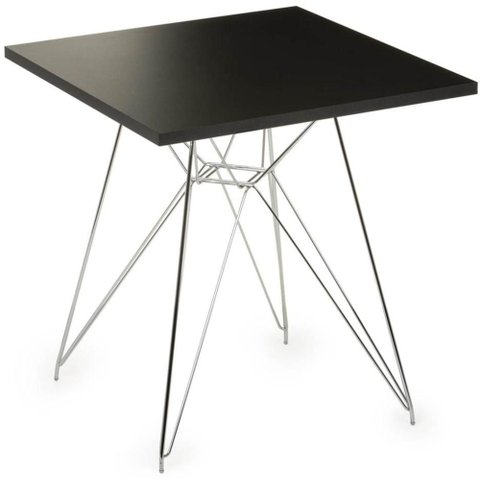 Mesa Eames 70 Cm Tampo Quadrado Preto Base Torre Cromada - 28734