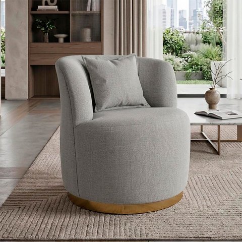 Poltrona Orgânica Base Metálica Confortável Decorativa para Sala Escritório Recepção Maranata Linho