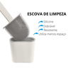 Escova de Silicone Limpador Vaso Sanitário Privada Base Suporte para Banheiro Branca - 3