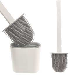 Escova de Silicone Limpador Vaso Sanitário Privada Base Suporte para Banheiro Branca - 1