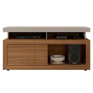 Rack Bancada para Sala Marino Griz Carvalho Nobre - Dj Móveis