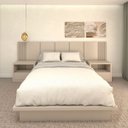 Ver imagem 1 de Cama Queen e Cabeceira com 2 Mesas Laterais Mdf sob Medida Cor:titânio