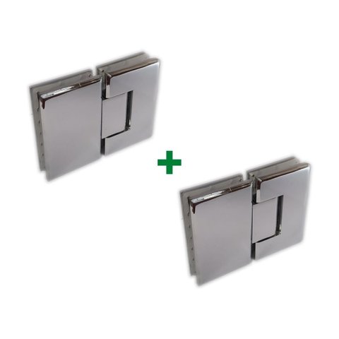 Kit com 2 unidades de dobradiças 1010 para união vidro e vidro central