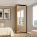 Ver imagem 1 de Guarda-roupa Modulado 2 Portas com Espelho Prateleiras Cabideiros sem Gavetas 90cm 100% MDF Altezza
