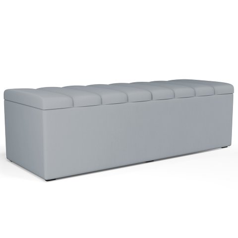 Calçadeira Recamier Baú Para Cama De Casal Dália 140x50 Cm W01 Suede Cinza - Lyam Decor