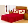 Colcha Fuxico Com Babado Casal 5 Peças Vermelho - 1
