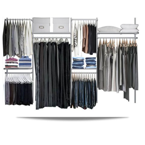 Closet Arara Aramado Trilho Parede Super Resistente Moderno - 3,10m - Branco