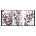 Ver imagem 2 de Kit 03 Quadros Decorativos - Arte Aquarela Moderna Ramos Galhos Abg044 - Vidro 60x80cm