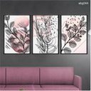 Ver imagem 1 de Kit 03 Quadros Decorativos - Arte Aquarela Moderna Ramos Galhos Abg044 - Vidro 60x80cm