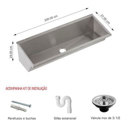 Lavatório Coletivo Inox 2,00m - Construinox - 1