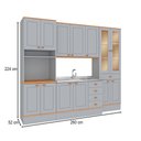 Ver imagem 2 de Cozinha Completa Aspen 13 Portas 5 Gavetas com Vidro CA03ST Cinza/Cinamomo - Fellicci