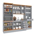 Ver imagem 4 de Cozinha Completa Aspen 13 Portas 5 Gavetas com Vidro CA03ST Cinza/Cinamomo - Fellicci