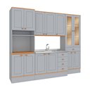 Ver imagem 1 de Cozinha Completa Aspen 13 Portas 5 Gavetas com Vidro CA03ST Cinza/Cinamomo - Fellicci