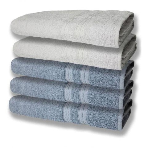 5 Toalhas Felpudas Grande e Grossa 80x150 Azul+branco
