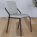 Ver imagem 2 de Cadeira Estofada para Sala de Jantar Loft Preto C01 Courino Saturno Off White - Lyam Decor