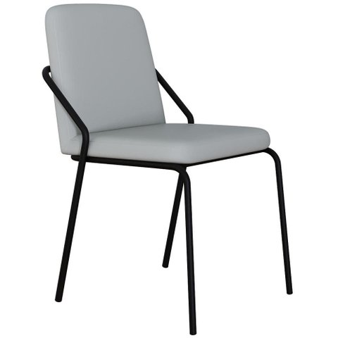 Cadeira Estofada para Sala de Jantar Loft Preto C01 Courino Saturno Off White - Lyam Decor