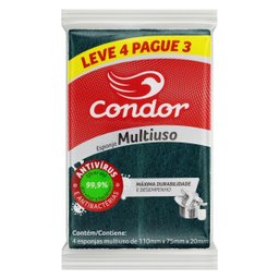 Kit 32 Unidades Esponja Bucha Multiuso Condor 8 Pacotes X 4 Esponjas Dupla Face Agente Antibacterian - 4