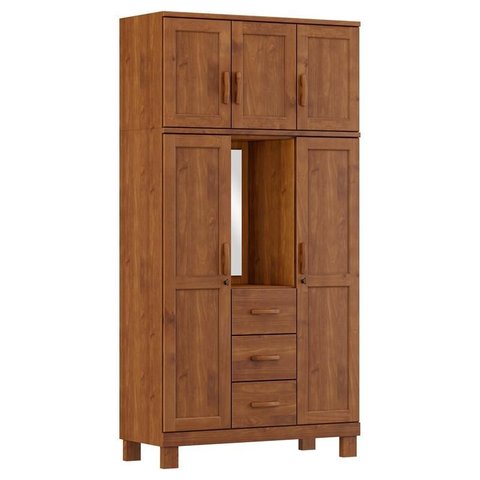 Guarda Roupa Capelinha 5 Portas 3 Gavetas Cobre Imbuia - Fn