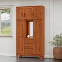 Ver imagem 2 de Guarda Roupa Capelinha 5 Portas 3 Gavetas Cobre Imbuia - Fn