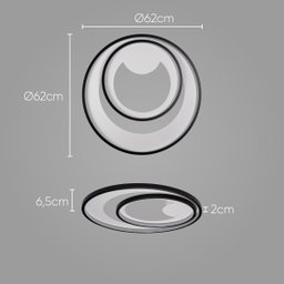 Plafon Loop Preto 62cm LED 60W 3000K HM008WB Bella ST2554 - 2