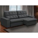 Ver imagem 1 de Sofá Retrátil Reclinável para Sala 3 Lugares 250cm Vincent F04 Veludo Cinza Escuro - Lyam Decor