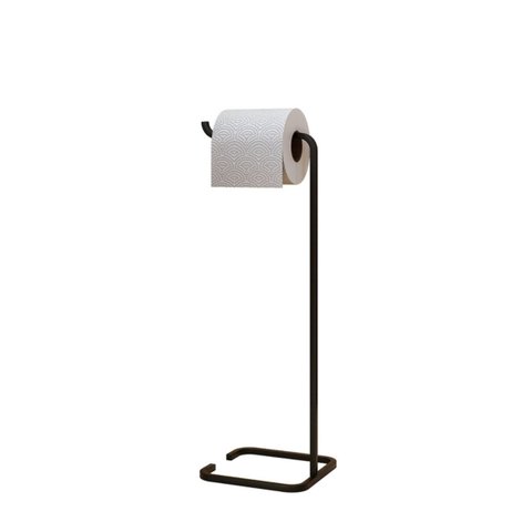 Porta Papel Higiênico de Chão Quadrada Level Preto Decorativa