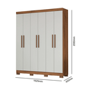 Ver imagem 3 de Guarda Roupa Trevo 6 Portas e 4 Gavetas 160 La - Freijo / Off White - Magno Moveis