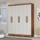 Ver imagem 1 de Guarda Roupa Trevo 6 Portas e 4 Gavetas 160 La - Freijo / Off White - Magno Moveis