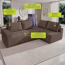 Ver imagem 3 de Sofá de Canto Modular Vibe Direito 2,70m x 1,70m Xpand Tech Tecido Velourê Marrom Cama Inbox