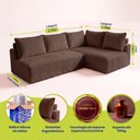 Ver imagem 2 de Sofá de Canto Modular Vibe Direito 2,70m x 1,70m Xpand Tech Tecido Velourê Marrom Cama Inbox