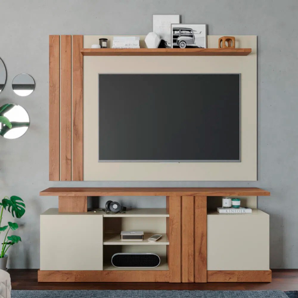 Rack para TV até 50 Polegadas com Painel Cristal Permobili Savana Off ...