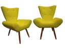 Ver imagem 1 de Kit 2 Poltronas Decorativa Emilia Couro Amarelo Pés Madeira Ms Decor