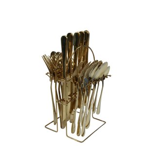 Conjunto Talheres com Suporte 24 Pç N2444227 Dourado- Quanhe