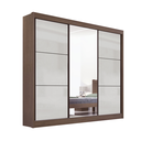 Ver imagem 1 de Guarda Roupa Mdf Cristal 3 Portas Espelho Castanho Off White