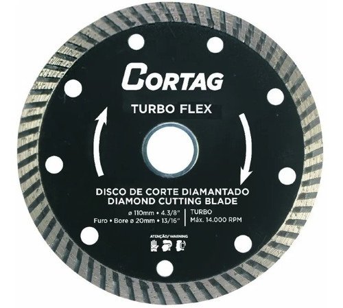 Disco Corte Diamantado Turbo Flex 110mm - Mármore e Granito - 1
