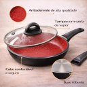 Ver imagem 4 de Frigideira Cerâmica Fratelli Max Chef 24cm com Tampa Vermelho com Preto