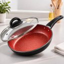 Ver imagem 3 de Frigideira Cerâmica Fratelli Max Chef 24cm com Tampa Vermelho com Preto