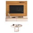 Ver imagem 1 de Home Suspenso Astor Cinamomo Off White com Mesa de Centro Sky com Tampo de Vidro Off White - Hb Mó