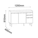 Ver imagem 4 de Balcão de Pia para Cozinha 120 cm 3 Portas Isa Preto