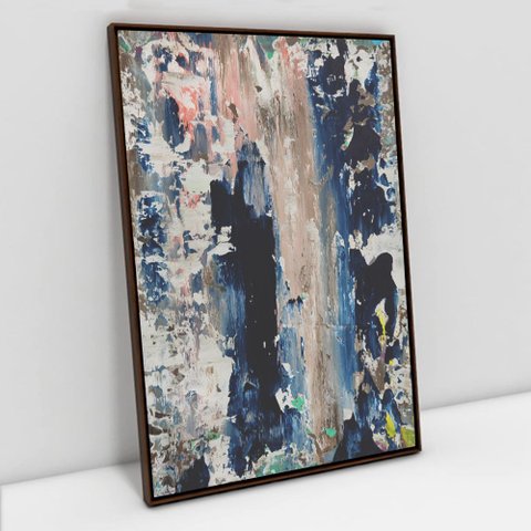 Quadro Decorativo em Canvas Abstrato Envelhecido TaColado Moldura Flutuante 4,5cm Madeira 60 x 40cm